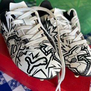 Kids Puma Tacto II Black and White Soccer cleats